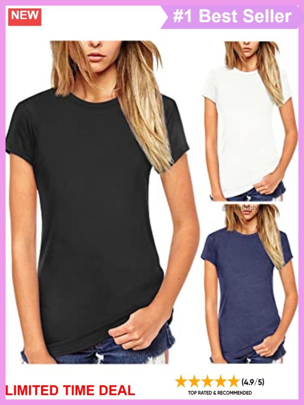 Women's Short Sleeve Crew Neck Tunic T-Shirt Soft Slim Fit Summer Tee